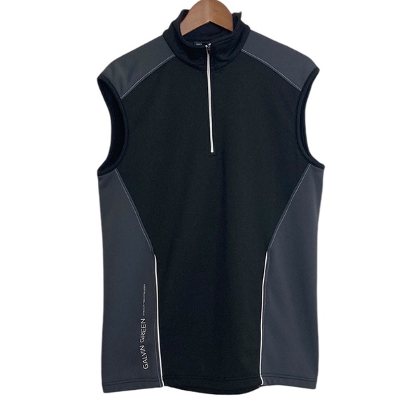 Galvin Green Half Zip Vest Men Medium Gray Black Insula Stretch Golf Shirt - Picture 1 of 12
